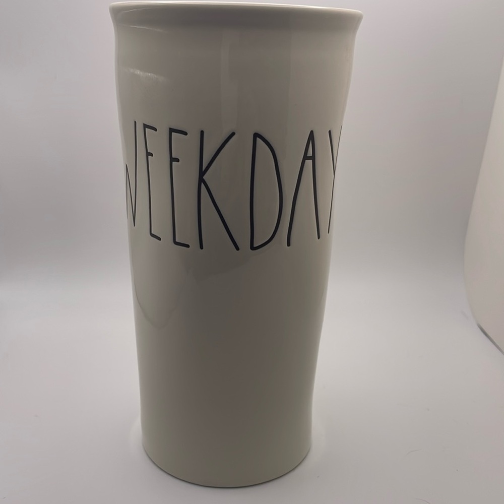 Rae Dunn - Weekday - Long Porcelain container/vase